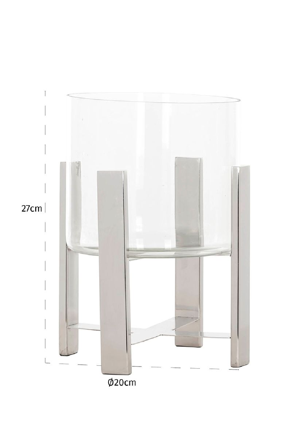 Silver Steel Bars Glass Lantern | OROA Tiko | OROA