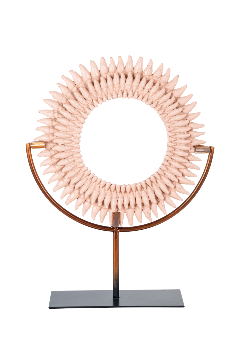 Round Peach Beaded Decorative Stand | OROA Godiva | OROA.com