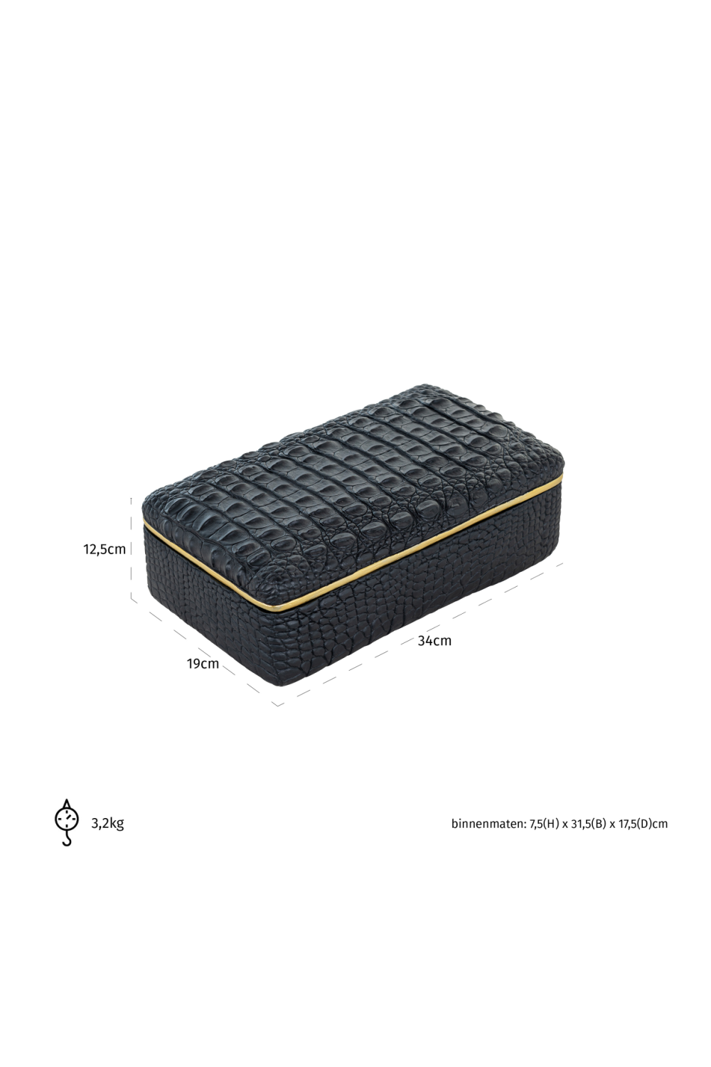 Gold Rimmed Black Storage Box | OROA Cobe | OROA.com