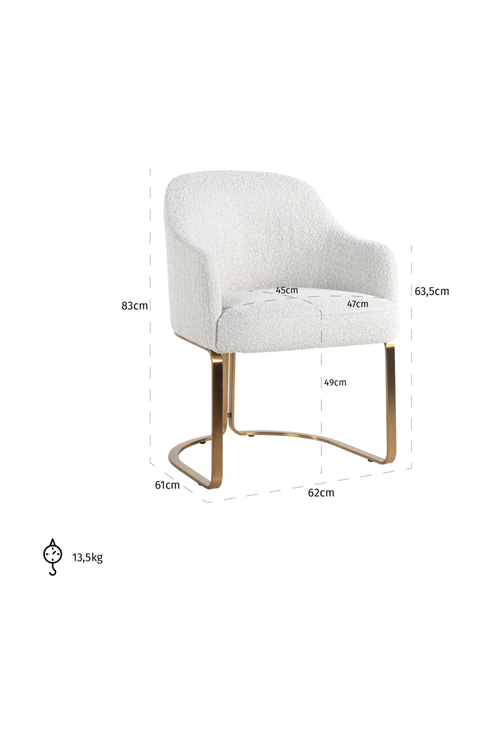 White Bouclé Modern Dining Chair | OROA Hadley | Oroa.com