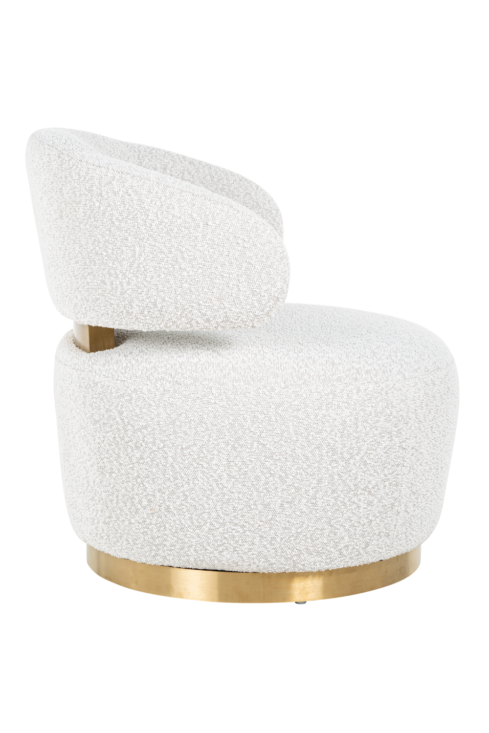 White Bouclé Curved Swivel Chair | OROA Maxime | Oroa.com