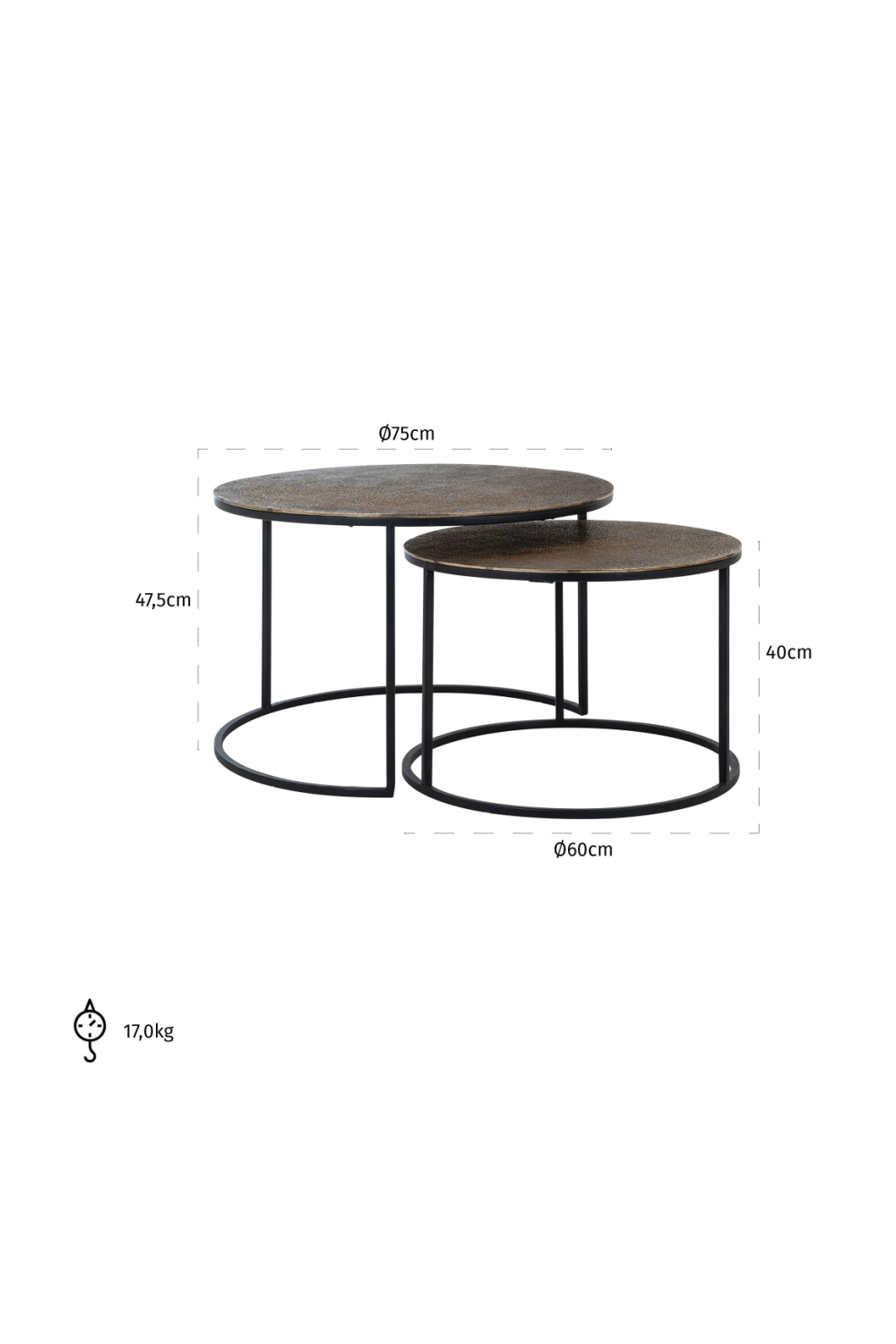 Round Rustic Nested Coffee Tables (2) | OROA Arsenio | Oroa.com