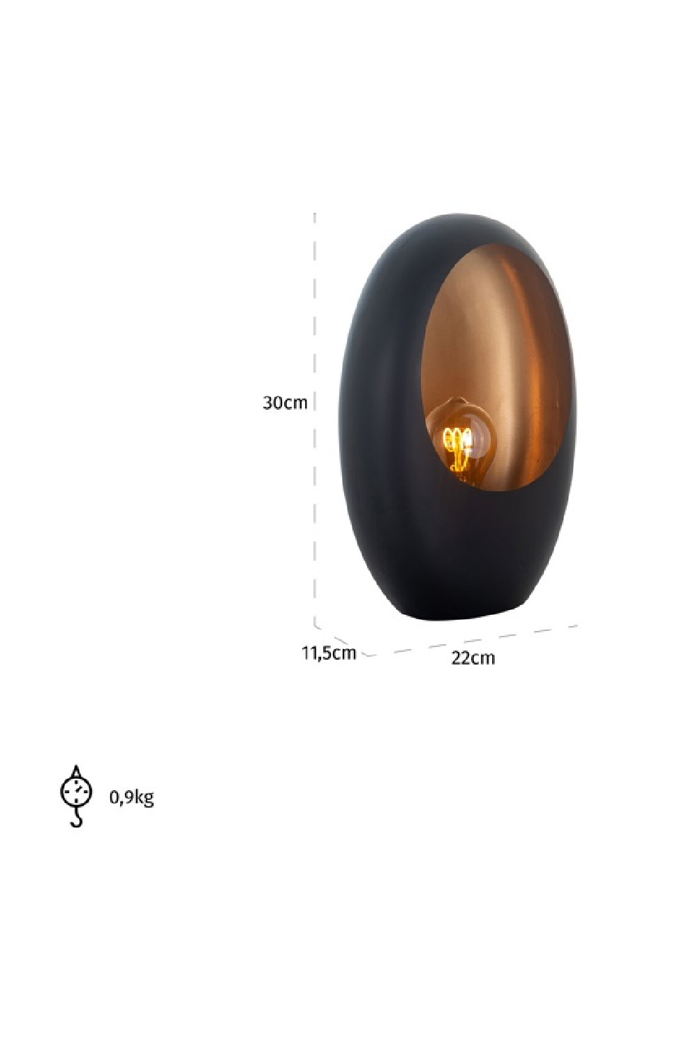Black Ovoid Table Lamp S | OROA Lina | Oroa.com
