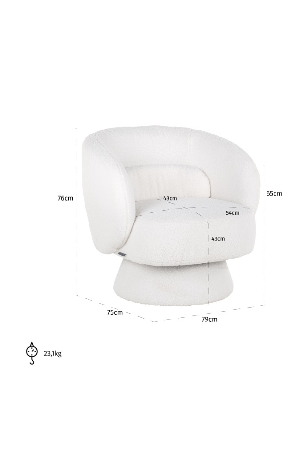 White Swivel Easy Chair | OROA Senna | Oroa.com