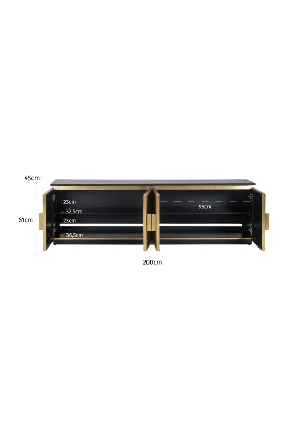 Gold 4-Door TV Unit | Richmond Interiors Ironville | Oroatrade.com