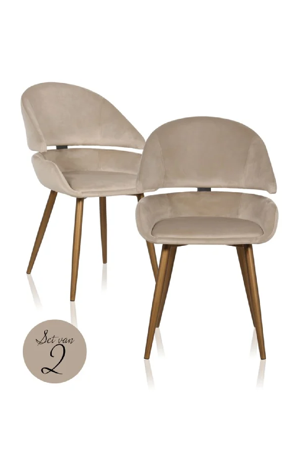 Khaki Velvet Accent Chair Set (2) | OROA Denny | Oroa.com