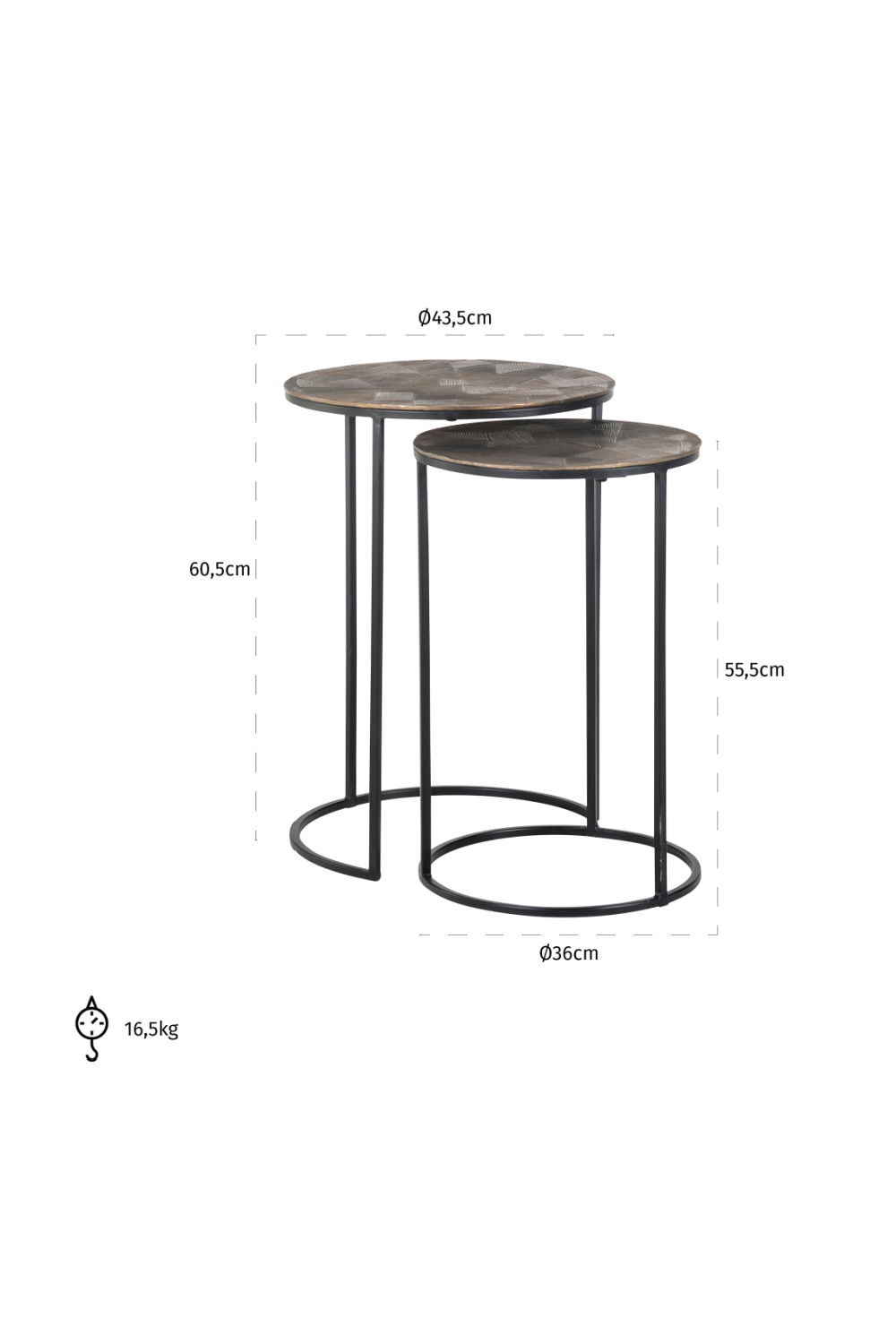 Round Gold Nested End Tables (2) | Richmond Interiors Tulum | Oroatrade.com