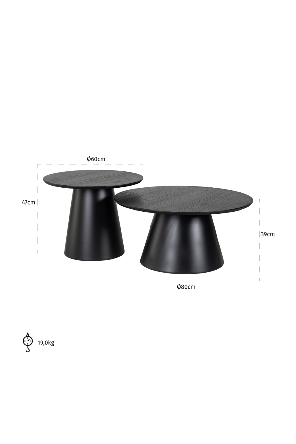Black Pedestal Coffee Table Set (2) | OROA Jazz | Oroa.com