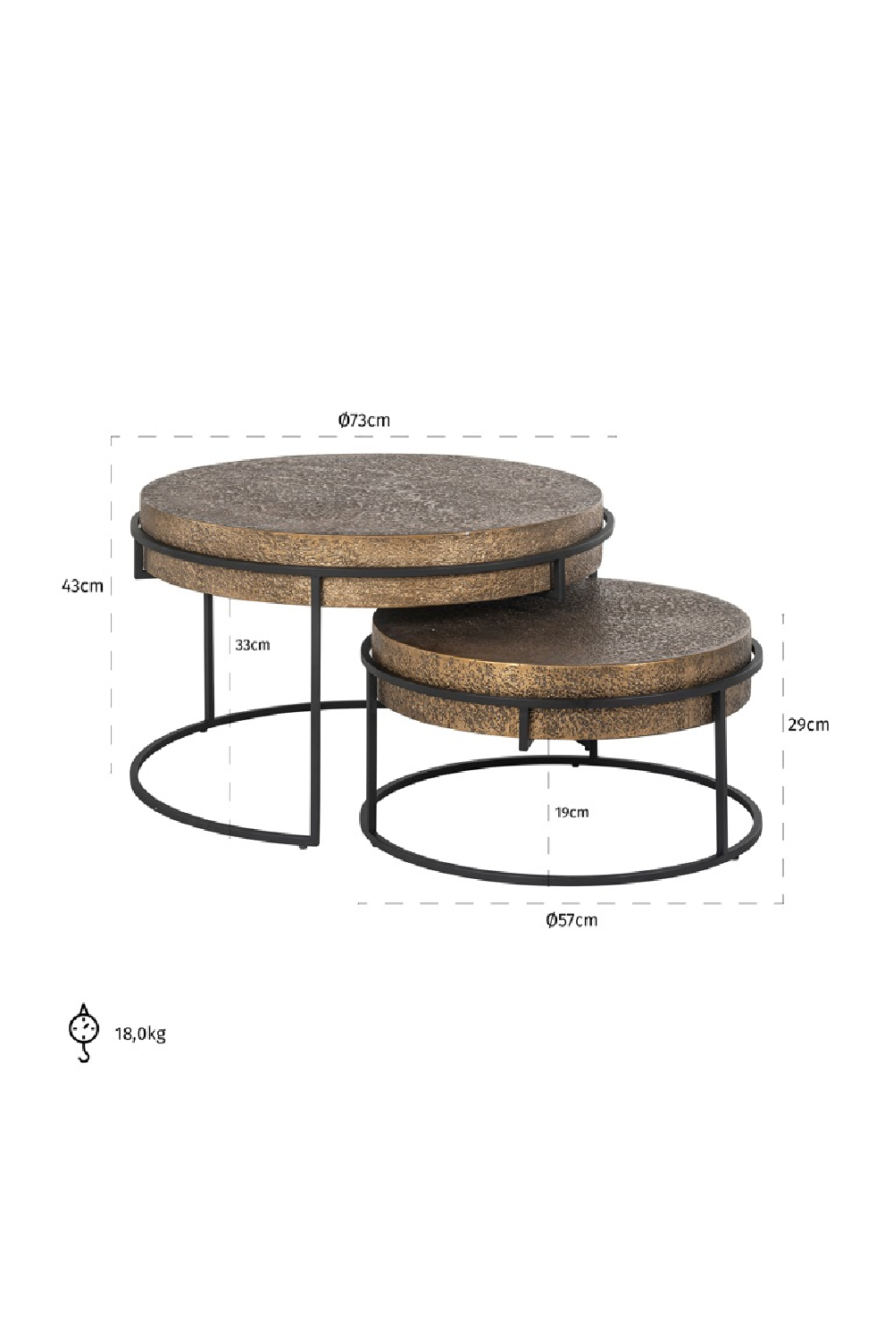 Round Metal Nesting Coffee Tables (2) | OROA Derby | Oroatrade.com