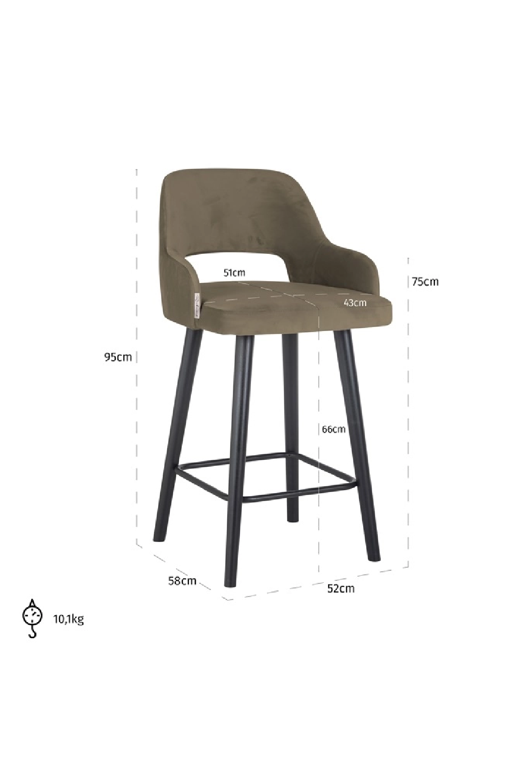Cut-Out Back Counter Chair | OROA Antony | Oroatrade.com