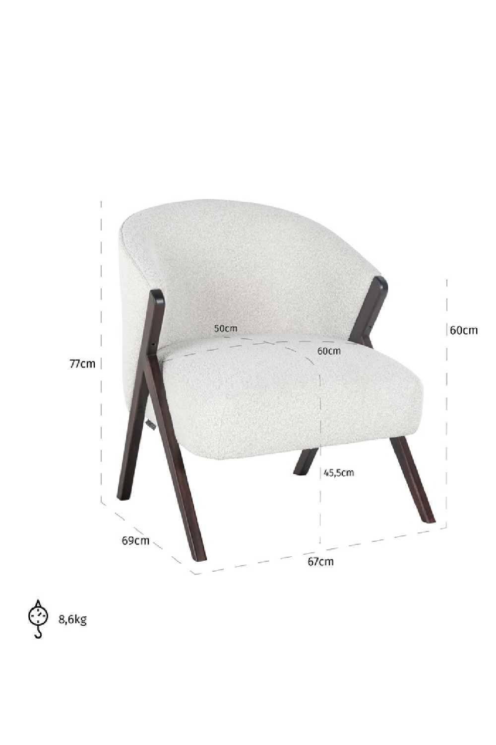 White Bouclé Accent Chair | OROA Mia | Oroatrade.com
