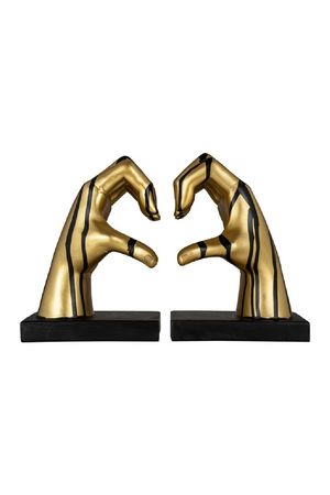 Gold Hand Sculpture Book Ends (2) | Richmond Interiors Love | Oroa.com