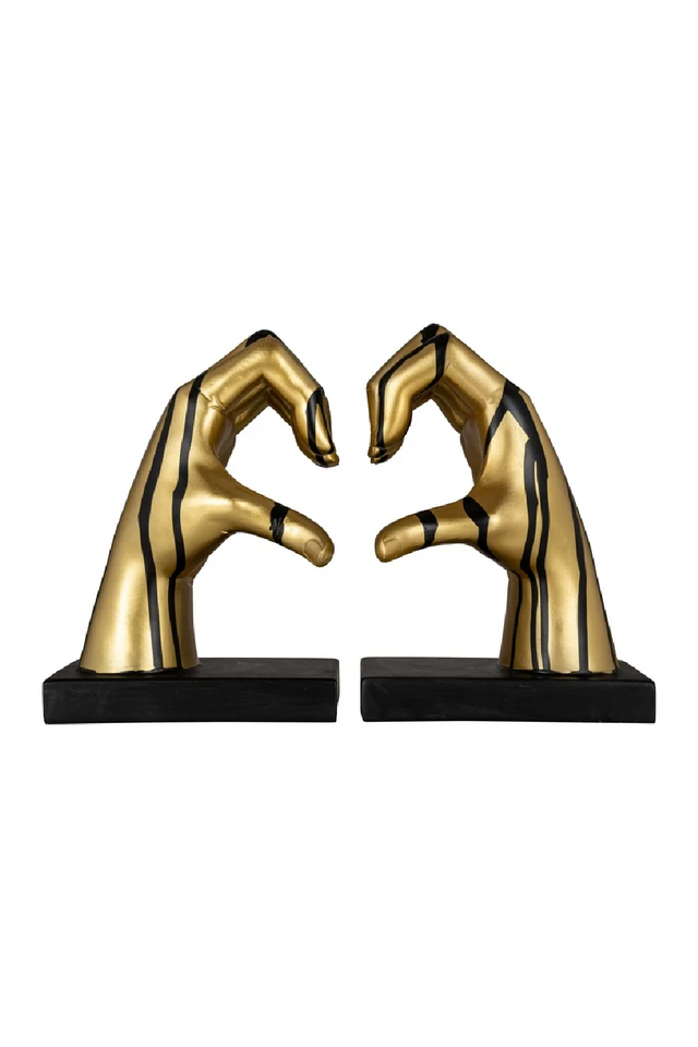 Gold Hand Sculpture Book Ends (2) | Richmond Interiors Love | Oroa.com
