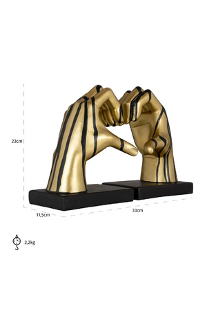 Gold Hand Sculpture Book Ends (2) | Richmond Interiors Love | Oroa.com