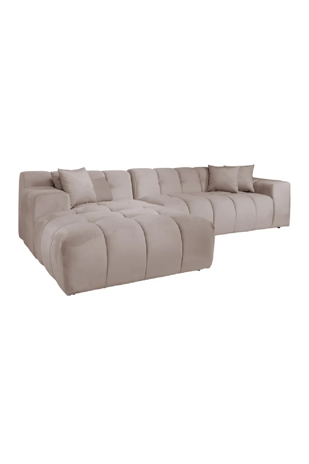 Khaki Velvet Channeled Sofa | OROA Cube | Oroa.com