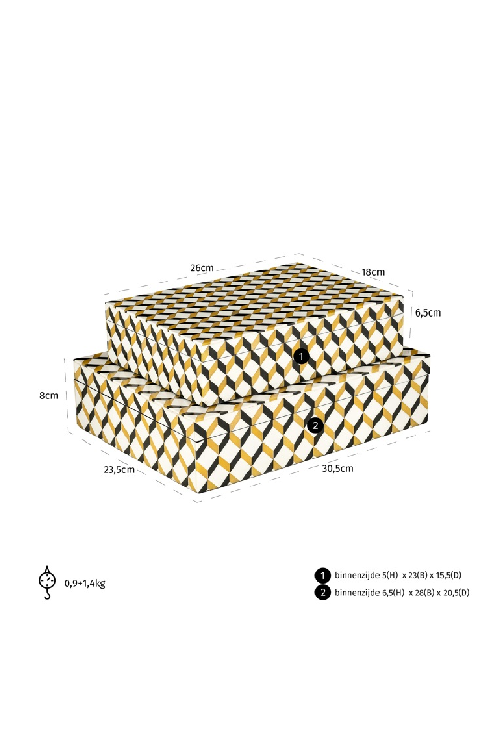 Geometric Patterned Storage Boxes (2) | OROA Frences | Oroa.com