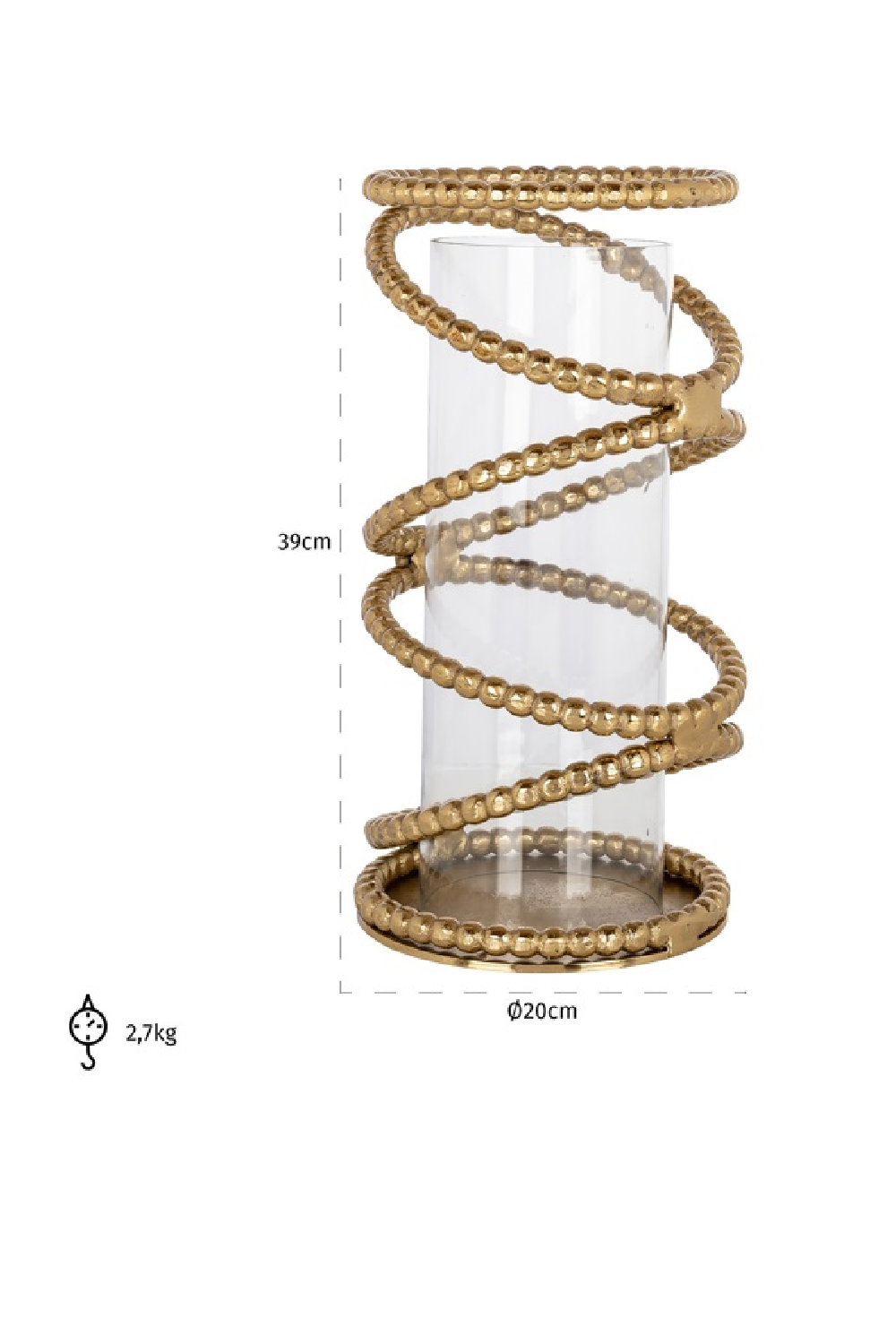 Gold-Chained Glass Hurricane | Richmond Interiors Jaden | Oroa.com