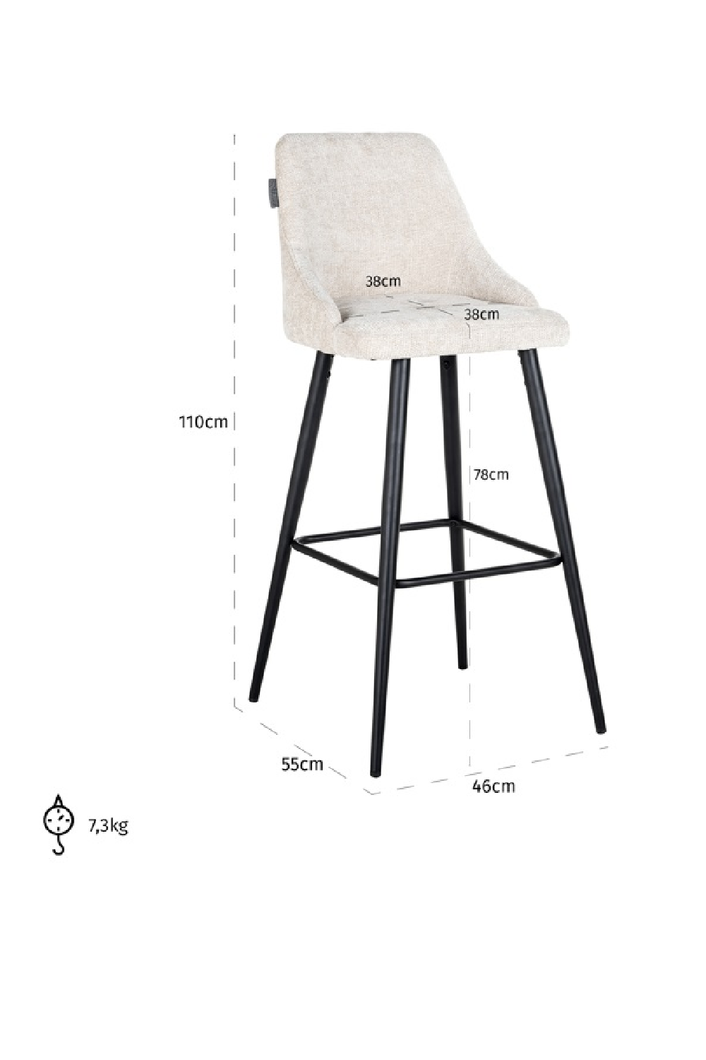 55cm best sale bar stool