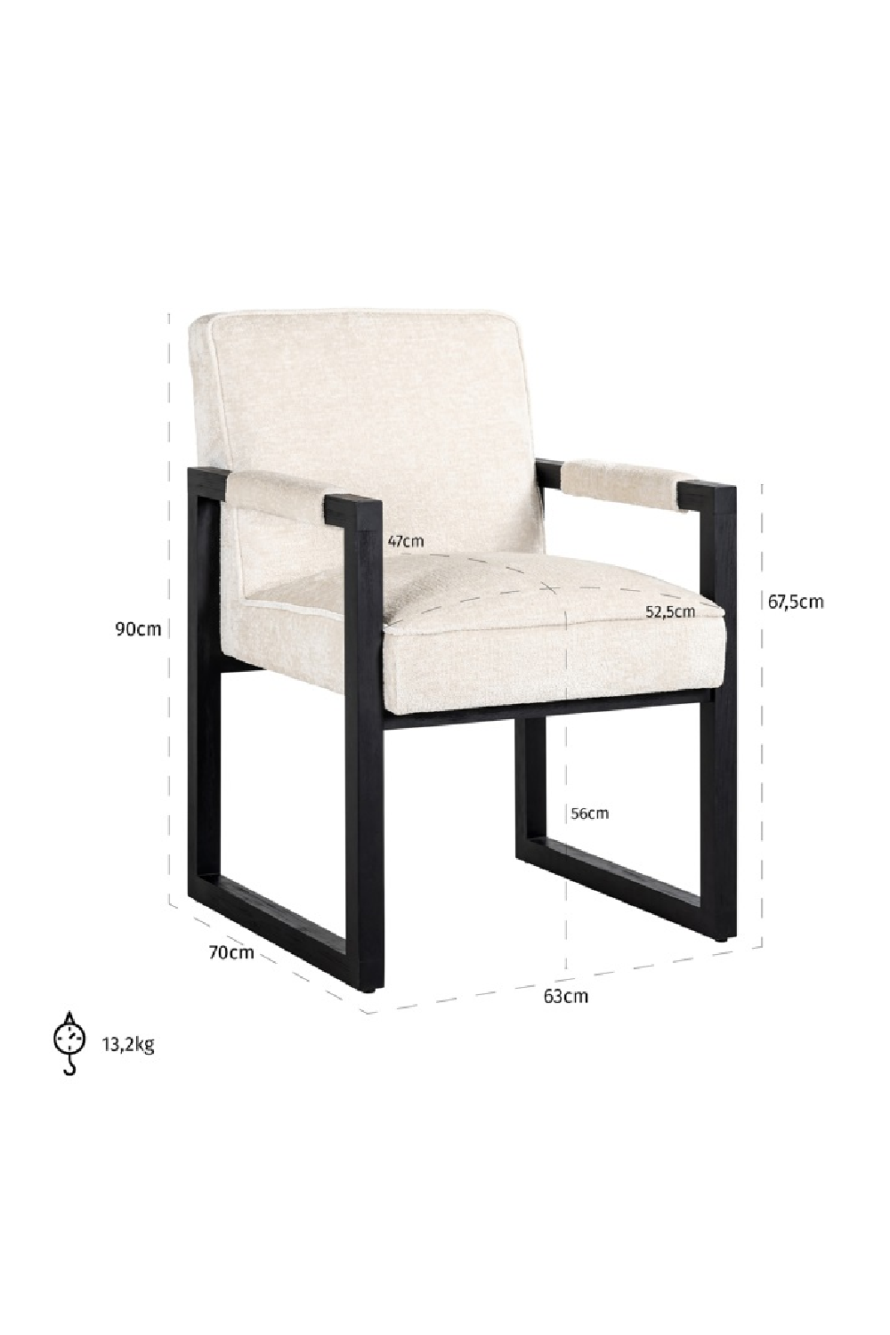 White Chenille Dining Chair | OROA Beck | Oroa.com