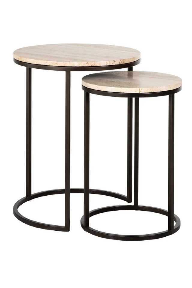 Round Travertine Nesting Side Tables (2) | Richmond Interiors Avalon | Oroa.com