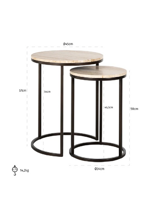 Round Travertine Nesting Side Tables (2) | Richmond Interiors Avalon | Oroa.com