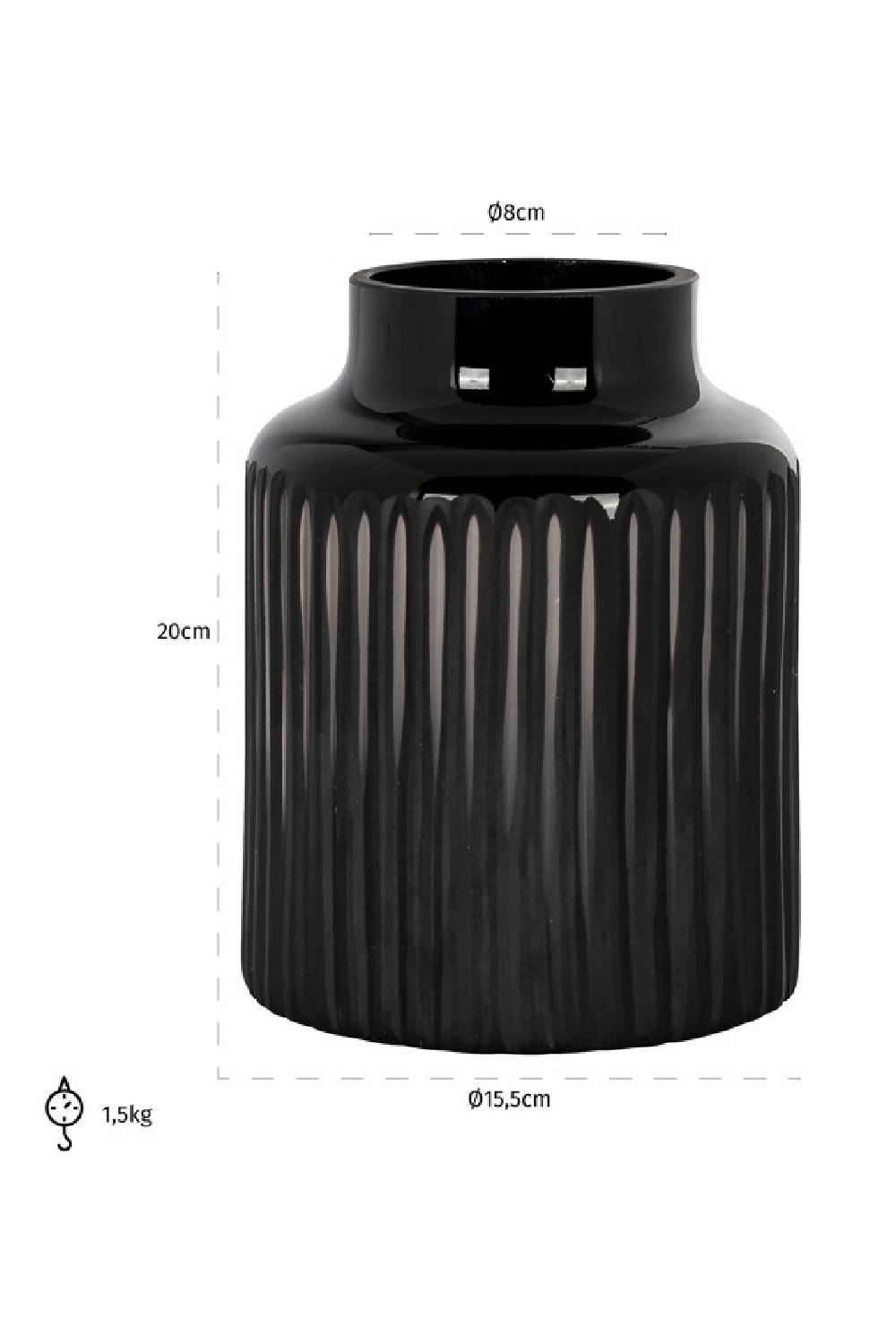 Black Glass Contemporary Vase | OROA Malin | Oroa.com