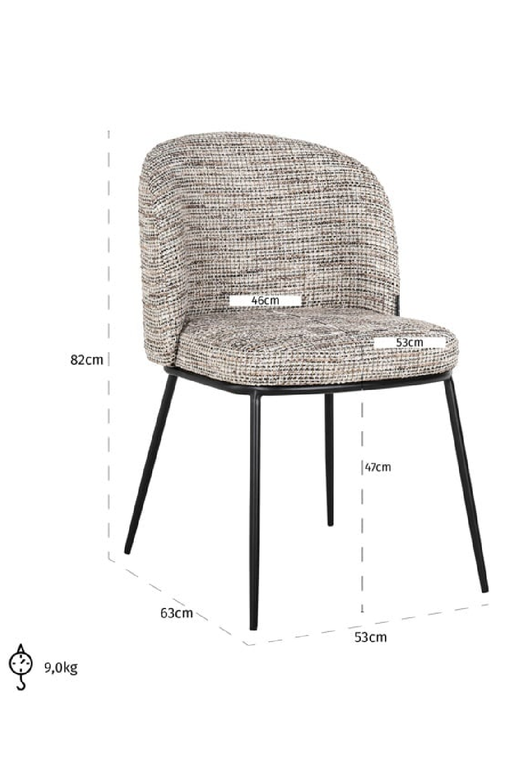 Curved-Back Dining Chair | Richmond Interiors Elvi | Oroa.com