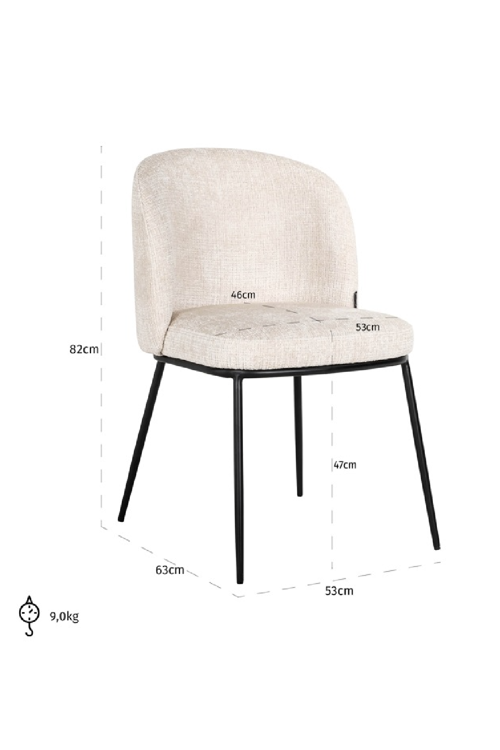 Curved-Back Dining Chair | Richmond Interiors Elvi | Oroa.com